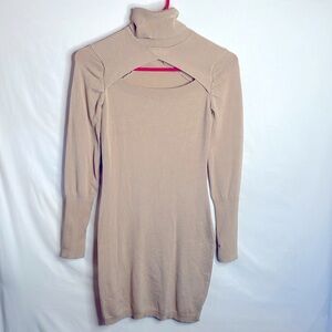 Planet gold sweater dress key hole turtleneck body con